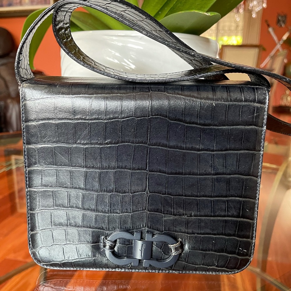 Salvatore Ferragamo Vintage Croc Crossbody Bag